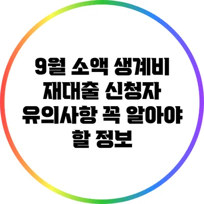 9월 소액 생계비 재대출 신청자 유의사항: 꼭 알아야 할 정보