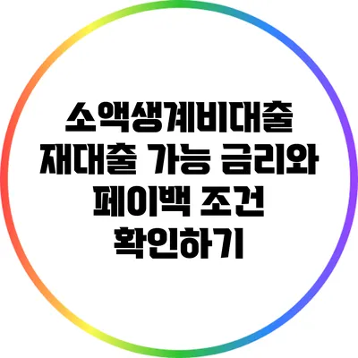 소액생계비대출 재대출 가능 금리와 페이백 조건 확인하기