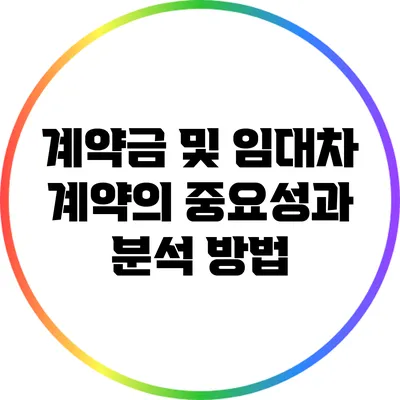 계약금 및 임대차 계약의 중요성과 분석 방법