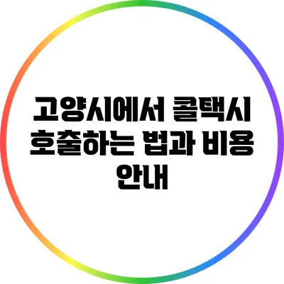 고양시에서 콜택시 호출하는 법과 비용 안내