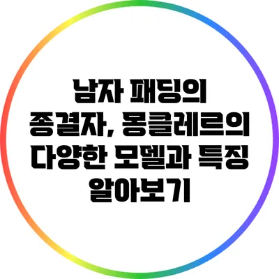 남자 패딩의 종결자, 몽클레르의 다양한 모델과 특징 알아보기
