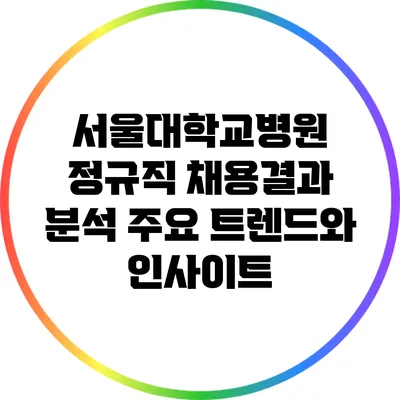 서울대학교병원 정규직 채용결과 분석: 주요 트렌드와 인사이트