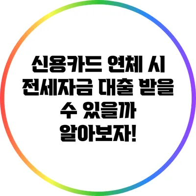 신용카드 연체 시 전세자금 대출 받을 수 있을까? 알아보자!