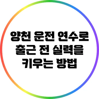 양천 운전 연수로 출근 전 실력을 키우는 방법
