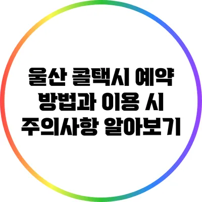 울산 콜택시 예약 방법과 이용 시 주의사항 알아보기