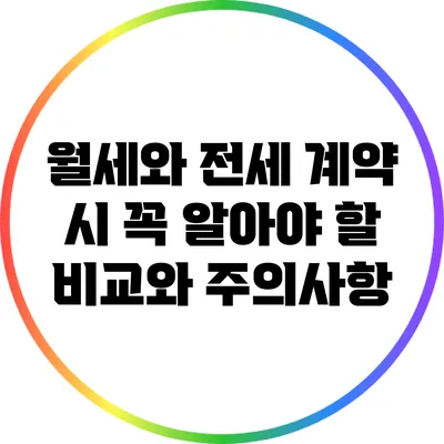 월세와 전세: 계약 시 꼭 알아야 할 비교와 주의사항