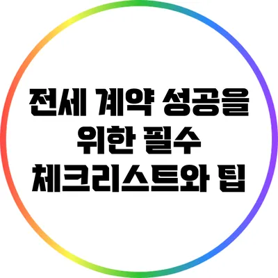 전세 계약 성공을 위한 필수 체크리스트와 팁