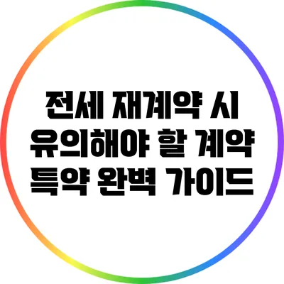 전세 재계약 시 유의해야 할 계약 특약 완벽 가이드