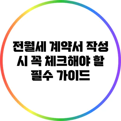 전월세 계약서 작성 시 꼭 체크해야 할 필수 가이드