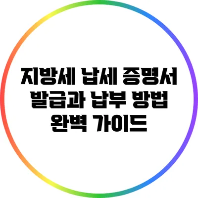 지방세 납세 증명서 발급과 납부 방법 완벽 가이드