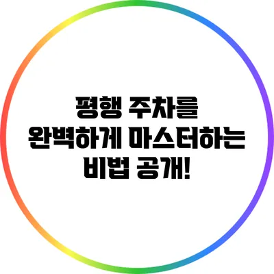 평행 주차를 완벽하게 마스터하는 비법 공개!