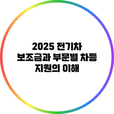 2025 전기차 보조금과 부문별 차등 지원의 이해