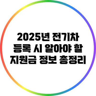 2025년 전기차 등록 시 알아야 할 지원금 정보 총정리