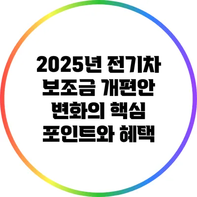 2025년 전기차 보조금 개편안: 변화의 핵심 포인트와 혜택