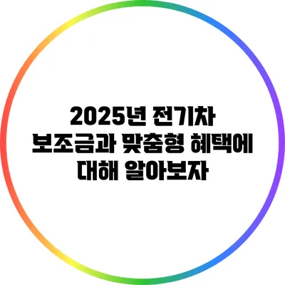 2025년 전기차 보조금과 맞춤형 혜택에 대해 알아보자