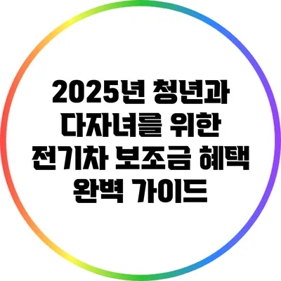2025년 청년과 다자녀를 위한 전기차 보조금 혜택 완벽 가이드