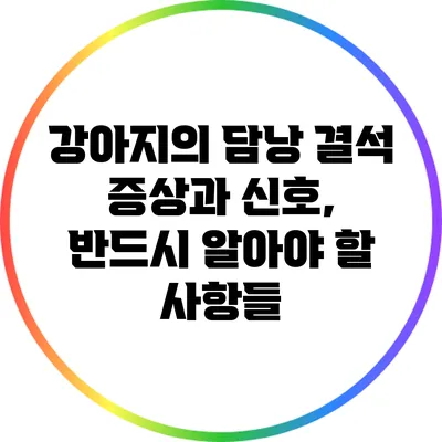 강아지의 담낭 결석 증상과 신호, 반드시 알아야 할 사항들