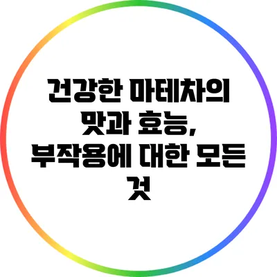 건강한 마테차의 맛과 효능, 부작용에 대한 모든 것