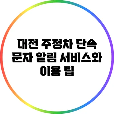 대전 주정차 단속 문자 알림 서비스와 이용 팁