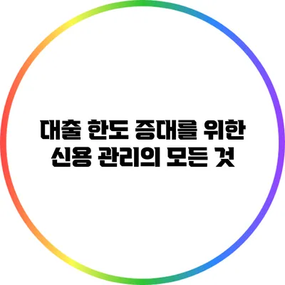 대출 한도 증대를 위한 신용 관리의 모든 것