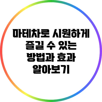 마테차로 시원하게 즐길 수 있는 방법과 효과 알아보기