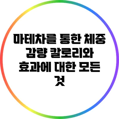 마테차를 통한 체중 감량: 칼로리와 효과에 대한 모든 것