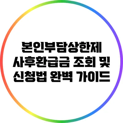 본인부담상한제 사후환급금 조회 및 신청법 완벽 가이드