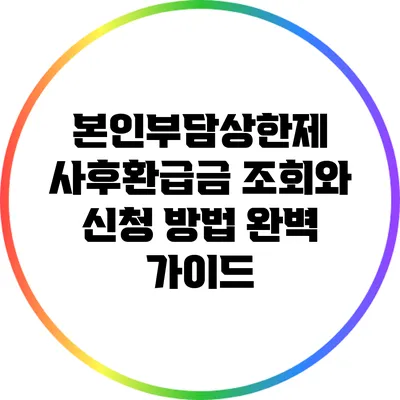 본인부담상한제 사후환급금 조회와 신청 방법 완벽 가이드