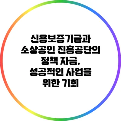 신용보증기금과 소상공인 진흥공단의 정책 자금, 성공적인 사업을 위한 기회