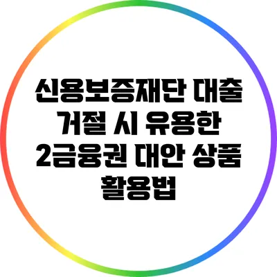 신용보증재단 대출 거절 시 유용한 2금융권 대안 상품 활용법