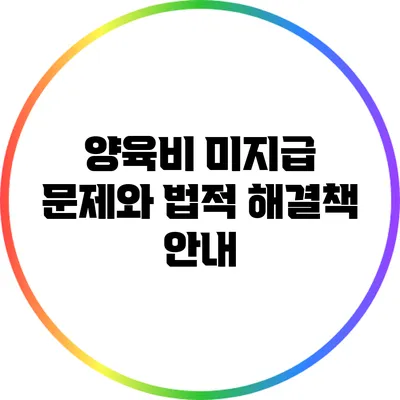 양육비 미지급 문제와 법적 해결책 안내