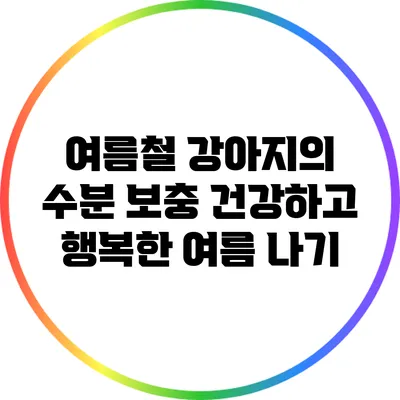 여름철 강아지의 수분 보충: 건강하고 행복한 여름 나기