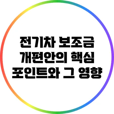 전기차 보조금 개편안의 핵심 포인트와 그 영향