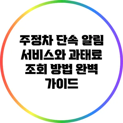 주정차 단속 알림 서비스와 과태료 조회 방법 완벽 가이드