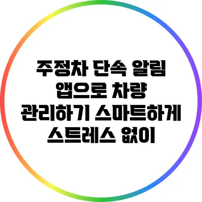 주정차 단속 알림 앱으로 차량 관리하기: 스마트하게 스트레스 없이