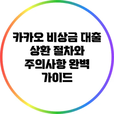 카카오 비상금 대출 상환 절차와 주의사항 완벽 가이드