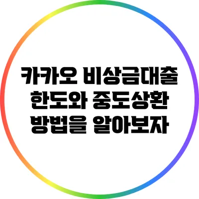 카카오 비상금대출 한도와 중도상환 방법을 알아보자