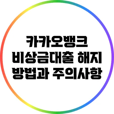 카카오뱅크 비상금대출 해지 방법과 주의사항