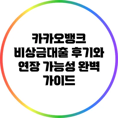 카카오뱅크 비상금대출 후기와 연장 가능성 완벽 가이드