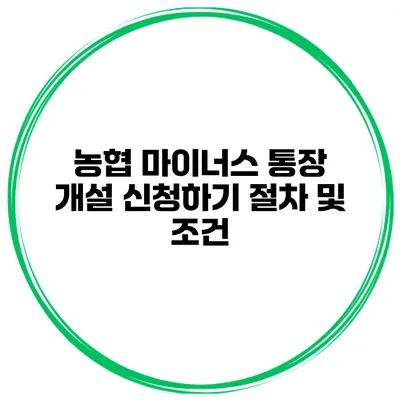 농협 마이너스 통장 개설 신청하기 절차 및 조건