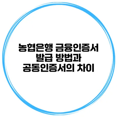 농협은행 금융인증서 발급 방법과 공동인증서의 차이