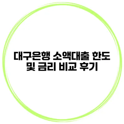 대구은행 소액대출 한도 및 금리 비교 후기
