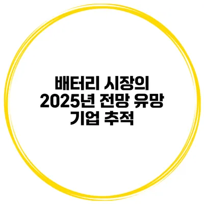 배터리 시장의 2025년 전망 유망 기업 추적