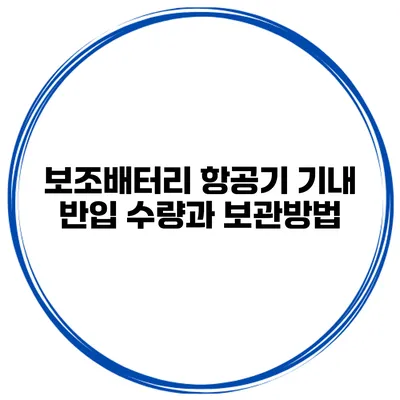 보조배터리 항공기 기내 반입 수량과 보관방법