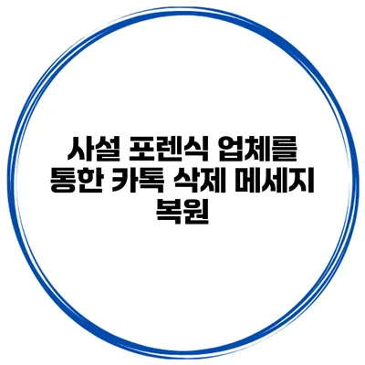 사설 포렌식 업체를 통한 카톡 삭제 메세지 복원