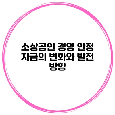 소상공인 경영 안정 자금의 변화와 발전 방향