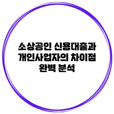 소상공인 신용대출과 개인사업자의 차이점 완벽 분석