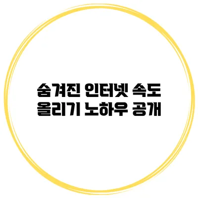숨겨진 인터넷 속도 올리기 노하우 공개