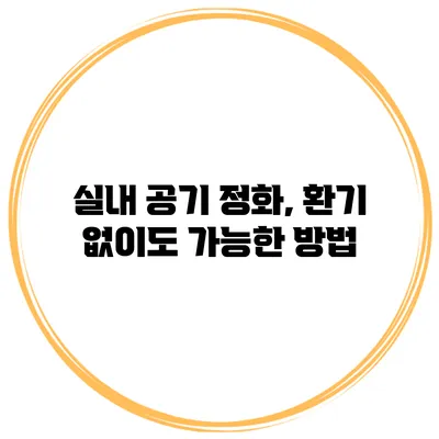 실내 공기 정화, 환기 없이도 가능한 방법