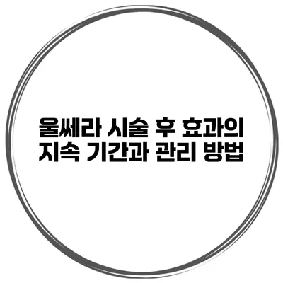 울쎄라 시술 후 효과의 지속 기간과 관리 방법